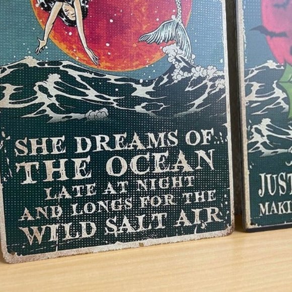 Set of 2 Retro Vintage Mermaid Ocean Metal Sign 12x8 inches Wall Hanging - Picture 7 of 7